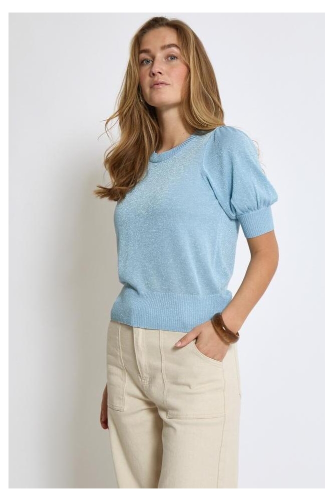 LIVA PUFF SLEEVE METALLIC MI5705 1048MET ICE BLUE MET